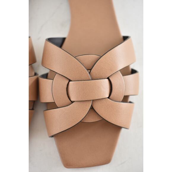 Saint Laurent YSL Tribute Nu Pieds 05 Corda Beige Leather Slide Sandal Flat 39.5 - Picture 8 of 15